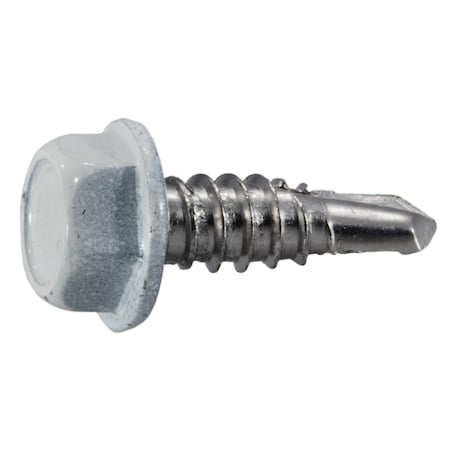 Self-Drilling Screw, #14 X 3/4 In, Painted Stainless Steel Hex Head Hex Drive, 6 PK
